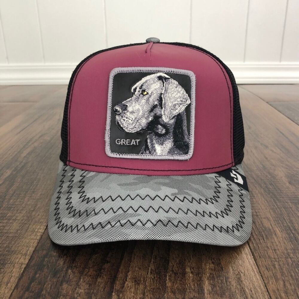 Goorin Bros Gr8 Even L8 Trucker Hat Snap Back Mens One Size Maroon Gray Black - Picture 2 of 11